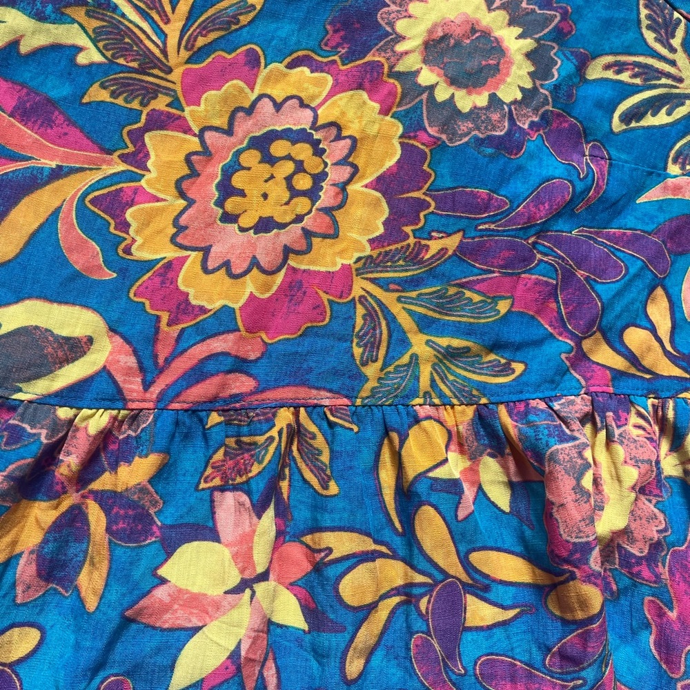 Terra & Sky Blue Multicolored Floral Tiered Blouse